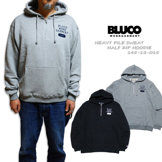 BLUCO Half-Zip Sweat Hoodie Heavy Pile BLUCO WORK GARMENT 145-13-015