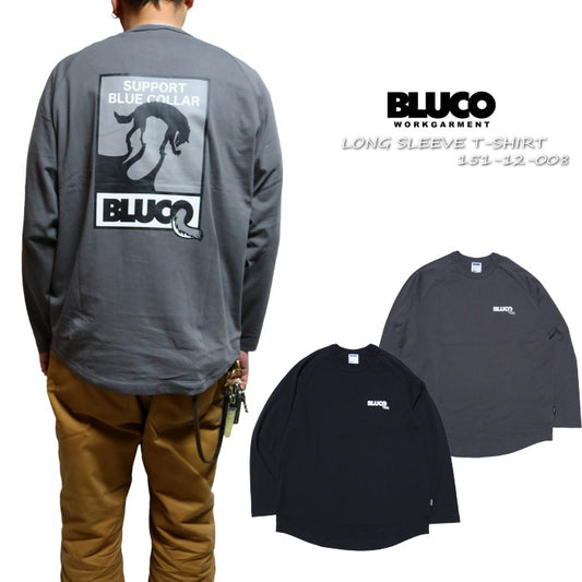 BLUCO ブルコ ラグラン長袖Tシャツ WOLF ウルフ プリント メンズ 151-12-008 BLUCO WORK GARMENT