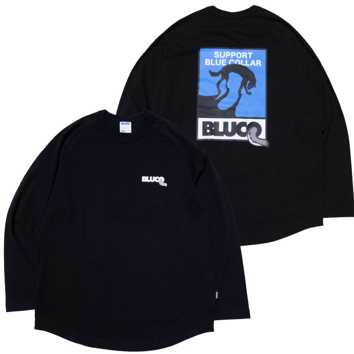 BLUCO ブルコ ラグラン長袖Tシャツ WOLF ウルフ プリント メンズ 151-12-008 BLUCO WORK GARMENT