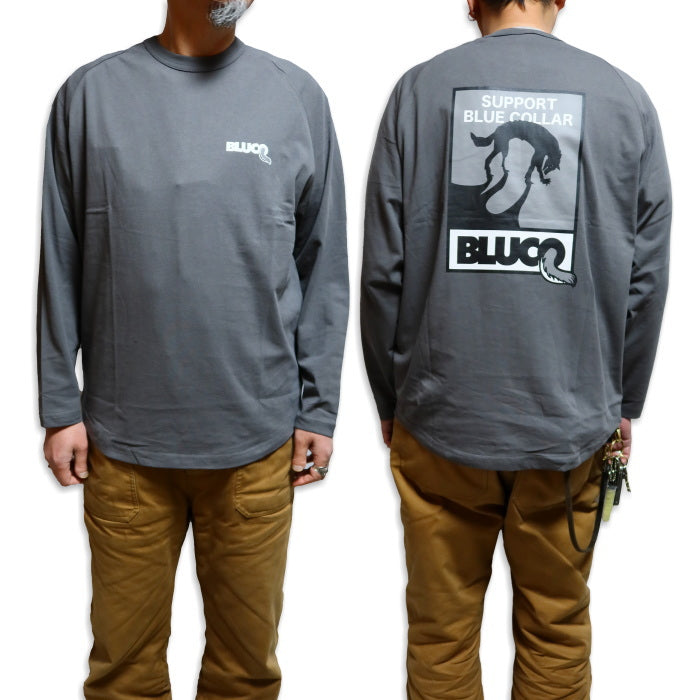 BLUCO ブルコ ラグラン長袖Tシャツ WOLF ウルフ プリント メンズ 151-12-008 BLUCO WORK GARMENT