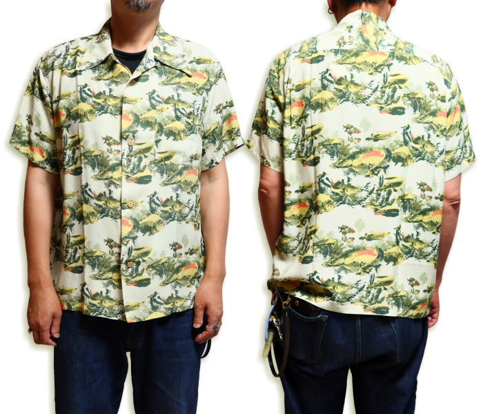 Pherrow's Hawaiian Shirt Rayon Aloha Shirt Men's Short Sleeve 24S-AMAZON Made in Japan