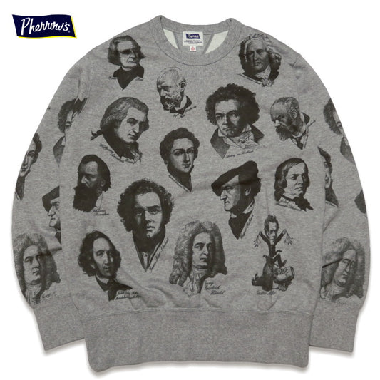 Pherrow's Sweatshirt with Double V Gusset, Charisma, Made in Japan, Composer Beethoven, Bach, 24W-CHARISMA