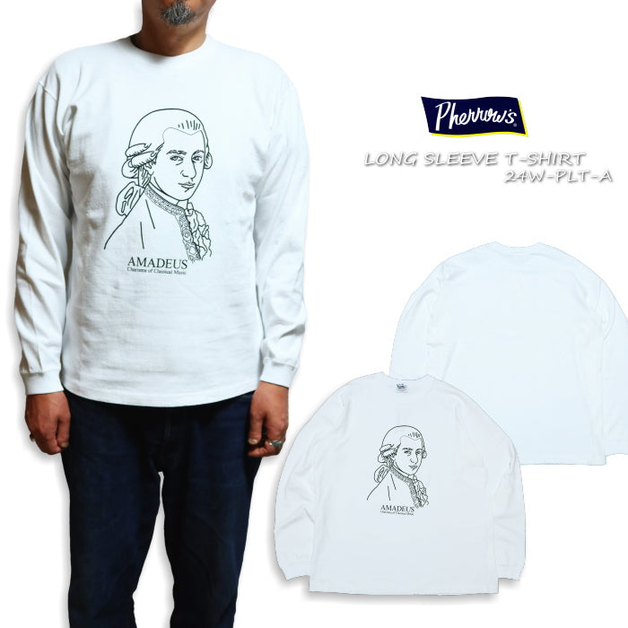 Pherrow's Long Sleeve T-Shirt Amadeus Mozart 24W-PLT-A AMADEUS Made in Japan White