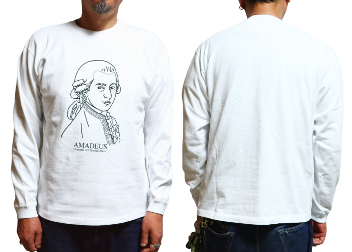 Pherrow's Long Sleeve T-Shirt Amadeus Mozart 24W-PLT-A AMADEUS Made in Japan White