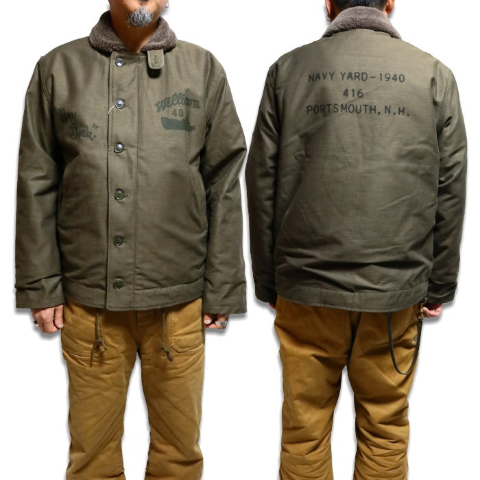 Pherrow's N-1 Deck Jacket Made in Japan Decoration 24W-PN-1 Deco Olive