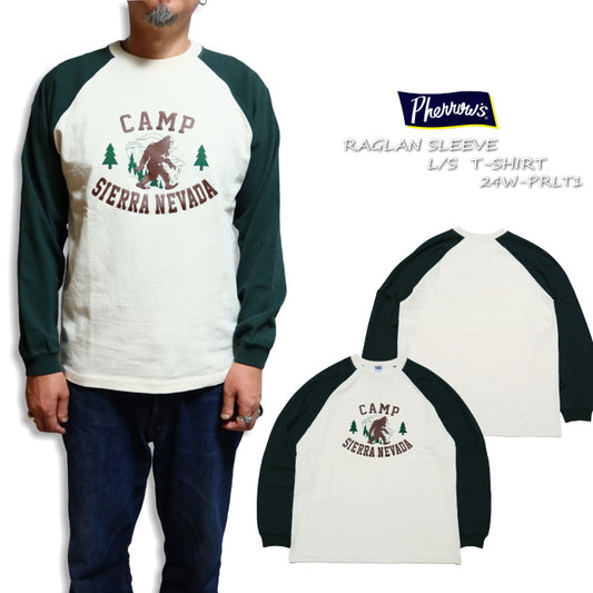 Pherrow's フェローズ ラグラン長袖Tシャツ ビッグフット Sierra Nevada 日本製 24W-PRLT1