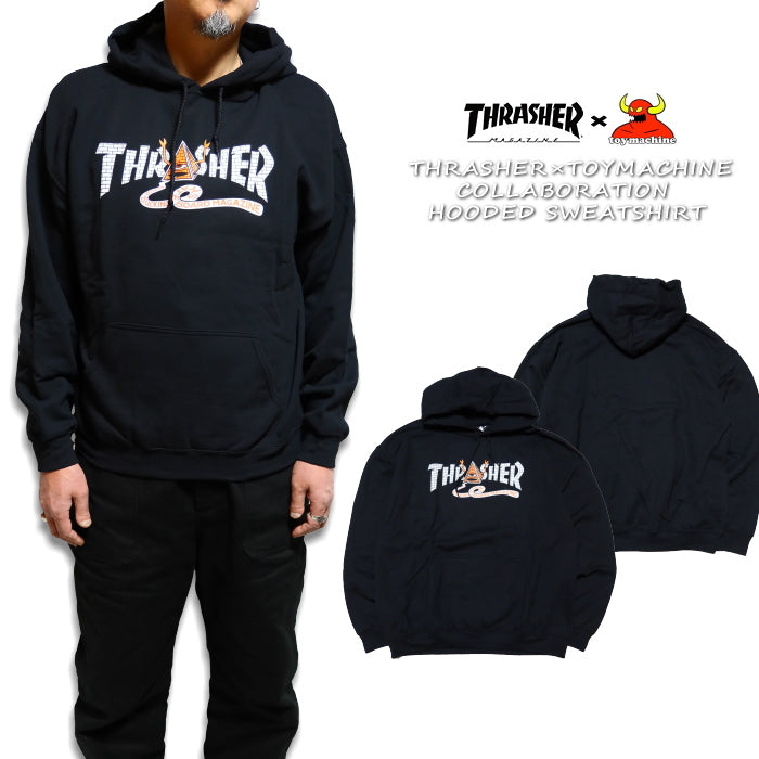 THRASHER スラッシャーToyMachine トイマシーン スウェットパーカー コラボレーション "PYRAMID" ブラック 315044