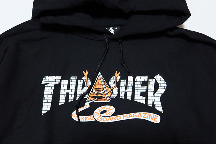 THRASHER スラッシャーToyMachine トイマシーン スウェットパーカー コラボレーション "PYRAMID" ブラック 315044