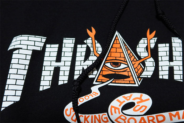 THRASHER スラッシャーToyMachine トイマシーン スウェットパーカー コラボレーション "PYRAMID" ブラック 315044