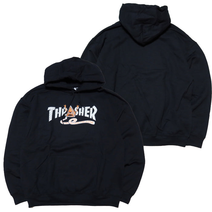 THRASHER スラッシャーToyMachine トイマシーン スウェットパーカー コラボレーション "PYRAMID" ブラック 315044