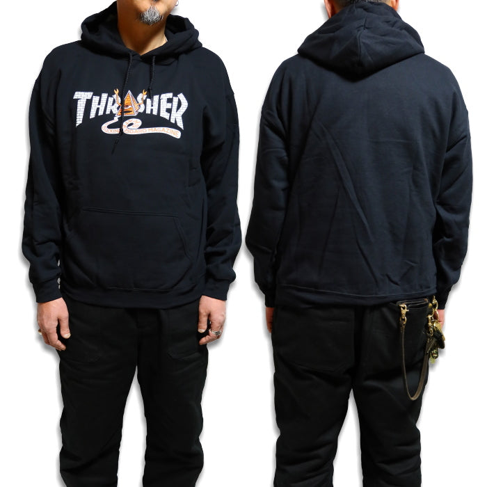 THRASHER スラッシャーToyMachine トイマシーン スウェットパーカー コラボレーション "PYRAMID" ブラック 315044