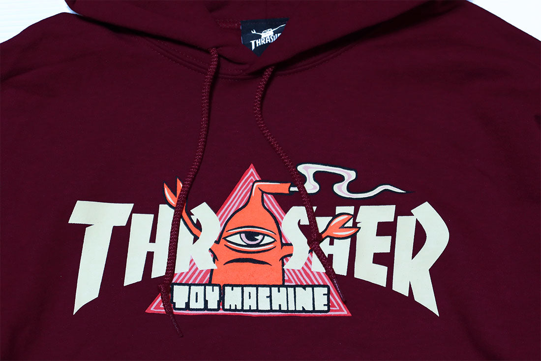 THRASHER スラッシャー ToyMachine トイマシーン スウェットパーカー コラボレーション "VORTEX" マルーン315045