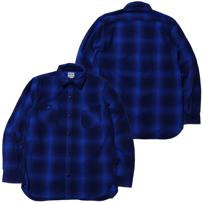 HOUSTON Houston Ombre Check Viella Shirt 41049 Work Shirt Long Sleeve Men's