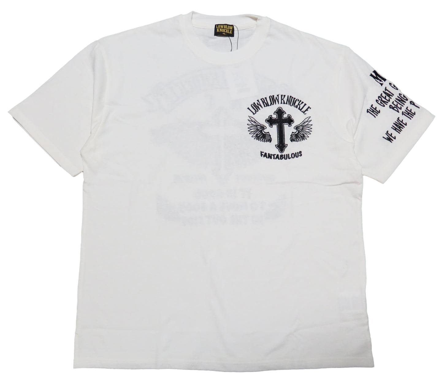 LOW BLOW KNUCKLE Lowbrow Knuckle T-shirt Cross Wings Embroidery Short Sleeve 554362