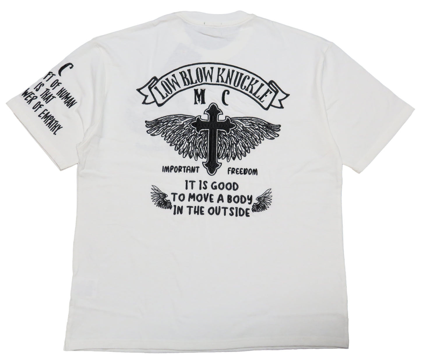 LOW BLOW KNUCKLE Lowbrow Knuckle T-shirt Cross Wings Embroidery Short Sleeve 554362