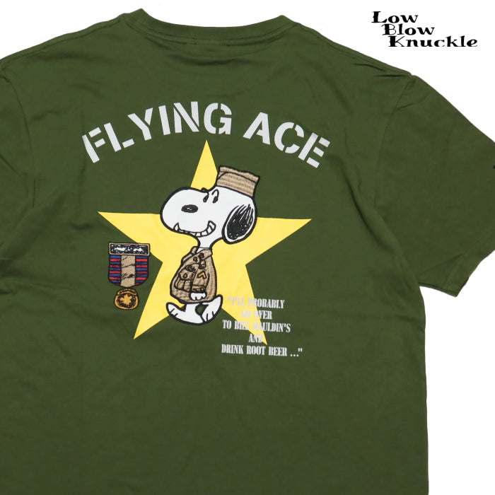 LOW BLOW KNUCKLE Snoopy T-shirt FLYING ACE One Star Short Sleeve Men's 554400
