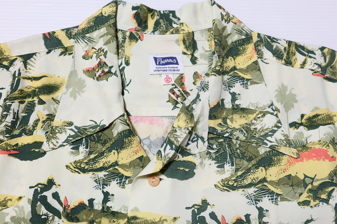 Pherrow's Hawaiian Shirt Rayon Aloha Shirt Men's Short Sleeve 24S-AMAZON Made in Japan