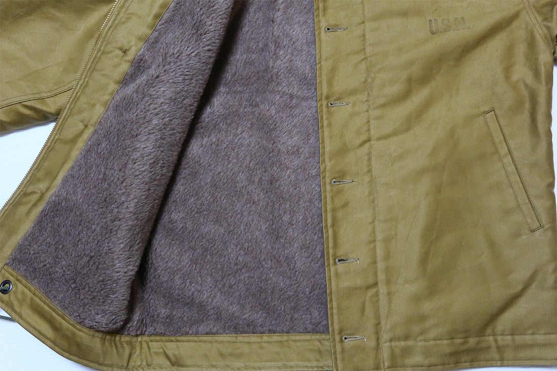 BuzzRickson's N-1 Deck Jacket Alpaca Wool Khaki "NAVY DEPARTMENT DEMOTEX-ED" BR15345 Made in Japan