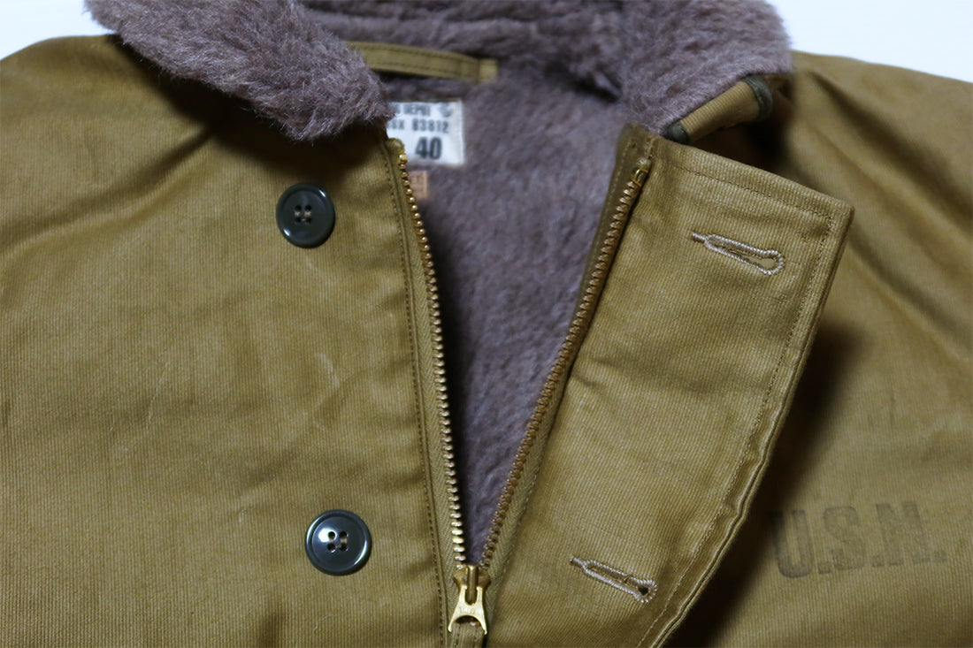 BuzzRickson's N-1 Deck Jacket Alpaca Wool Khaki "NAVY DEPARTMENT DEMOTEX-ED" BR15345 Made in Japan