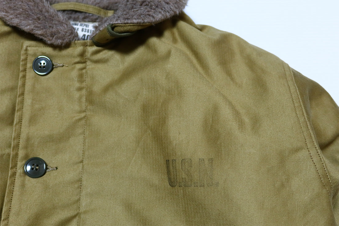 BuzzRickson's N-1 Deck Jacket Alpaca Wool Khaki "NAVY DEPARTMENT DEMOTEX-ED" BR15345 Made in Japan