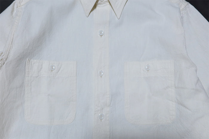 BuzzRickson's White Chambray Work Shirt, Long Sleeve, BR25996, Made in Japan, Men's, Off-White