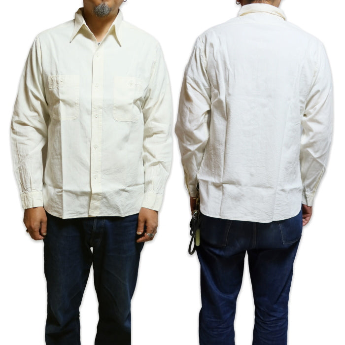 BuzzRickson's White Chambray Work Shirt, Long Sleeve, BR25996, Made in Japan, Men's, Off-White