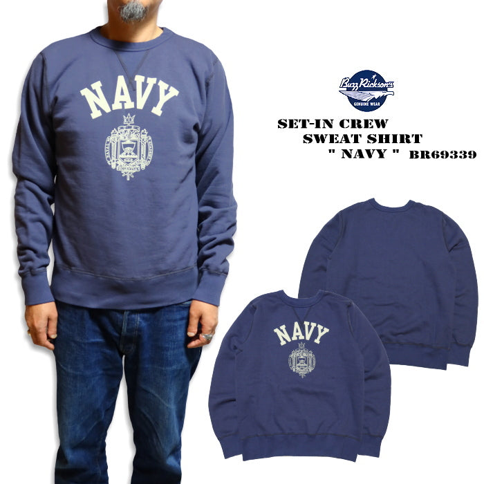 BuzzRickson's Sweatshirt Made in Japan Navy Set-in-Crew Military USNA BR69339