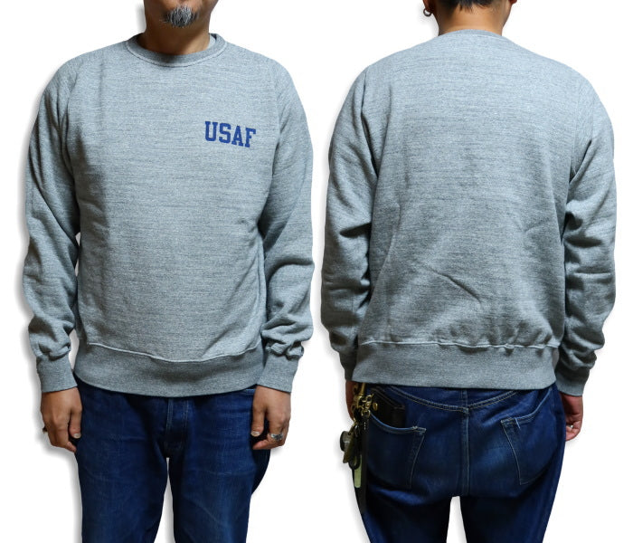 BuzzRickson's Freedom Sleeve USAF Military Sweatshirt BR69455 Heather Gray Made in Japan