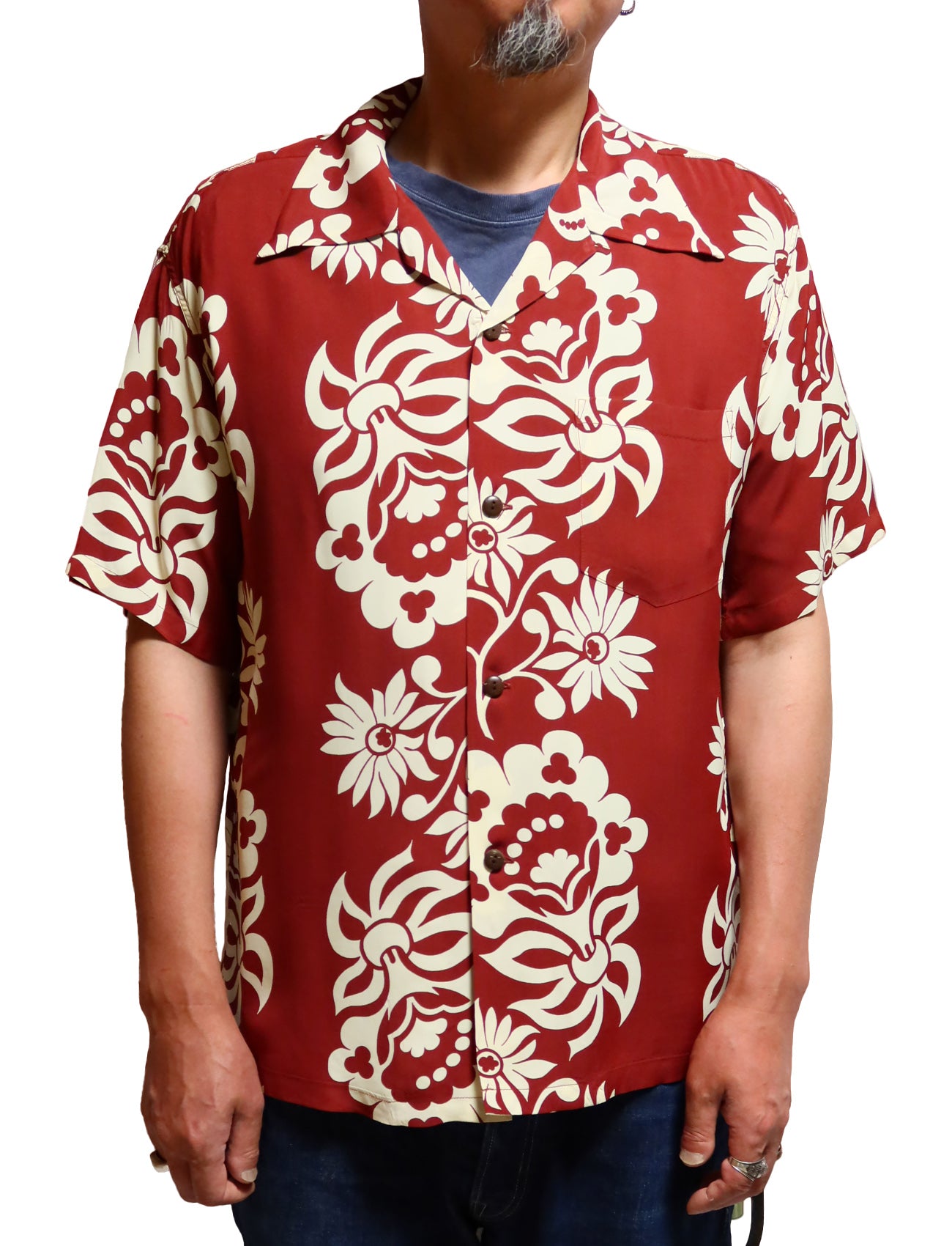 SUN SURF Aloha Shirt Rayon SUNLIGHT FLOWER Short Sleeve Hawaiian Shirt SS39216 Brown Made in Japan