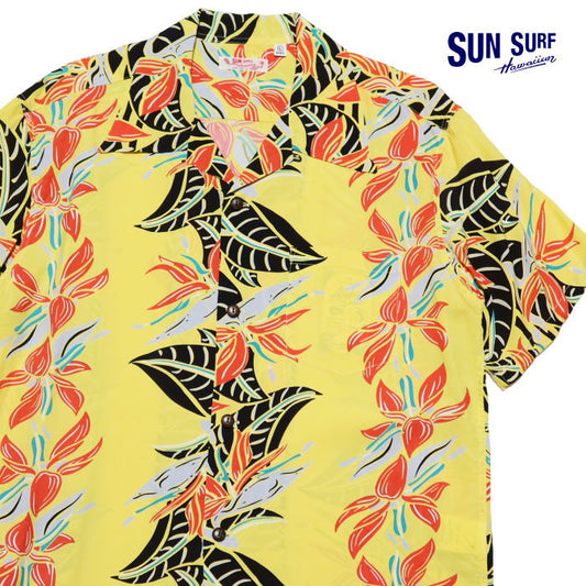SUN SURF Aloha Shirt Rayon BIRD OF PARADISE Short Sleeve Hawaiian Shirt SS39224 Made in Japan